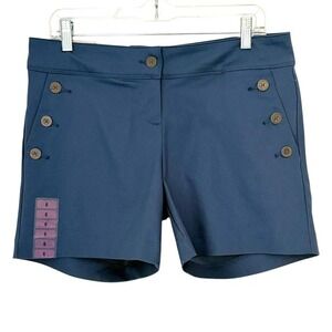 NWT Isaac Mizrahi New York Tailored Sailor Shorts Size 6‎ Blue Button Detail